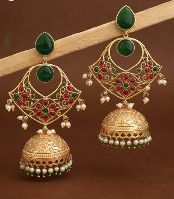Zunyra Gold Jhumki Earrings