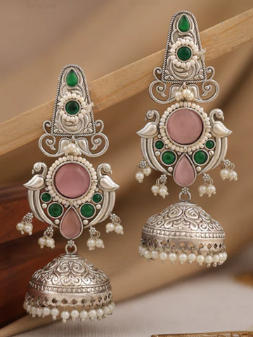 Emerald Blush Royal Jhumka Chandbali - view 1