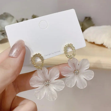 White Flower Top Earring