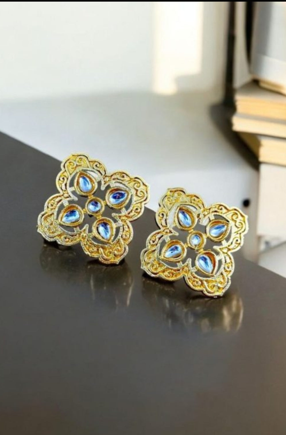Gold Plated Square Studs Indian Look