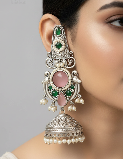 Emerald Blush Royal Jhumka Chandbali