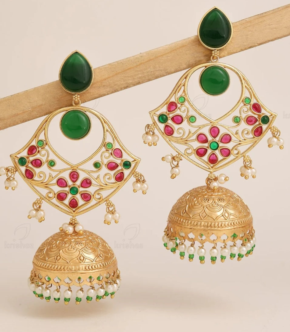 Zunyra Gold Jhumki Earrings