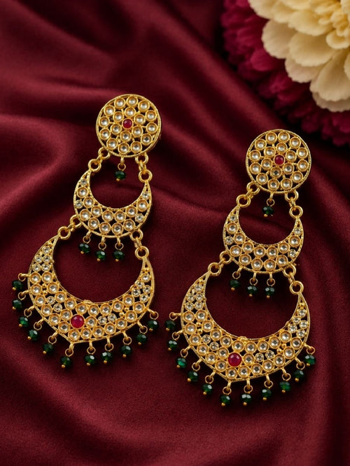 Gold Plated Earring Charming Design for Stone And Pearl Works