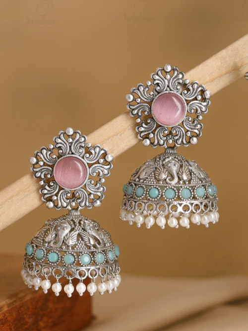 Royal Blush Peacock Jhumka Earrings-ERZ2956