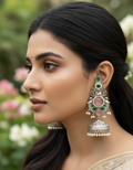Emerald Blush Royal Jhumka Chandbali - view 3